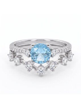 Blue Topaz Gemstone ring, 925 Sterling Silver Charmed Aroma